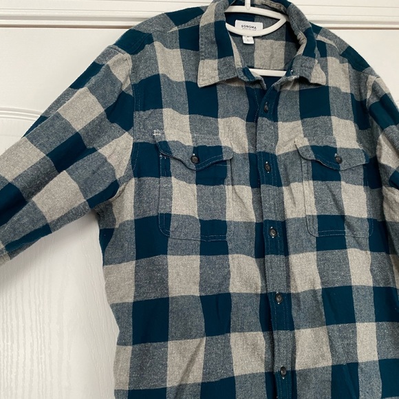 Men’s Flannel Shirt (Blue/Gray) - Picture 2 of 6
